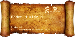 Reder Miklós névjegykártya